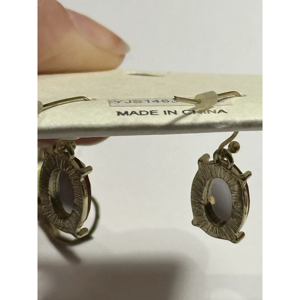 3Pc Mixed Earrings Lot Da Vinci Gemstone Gold Tone Vintage Style New & Used